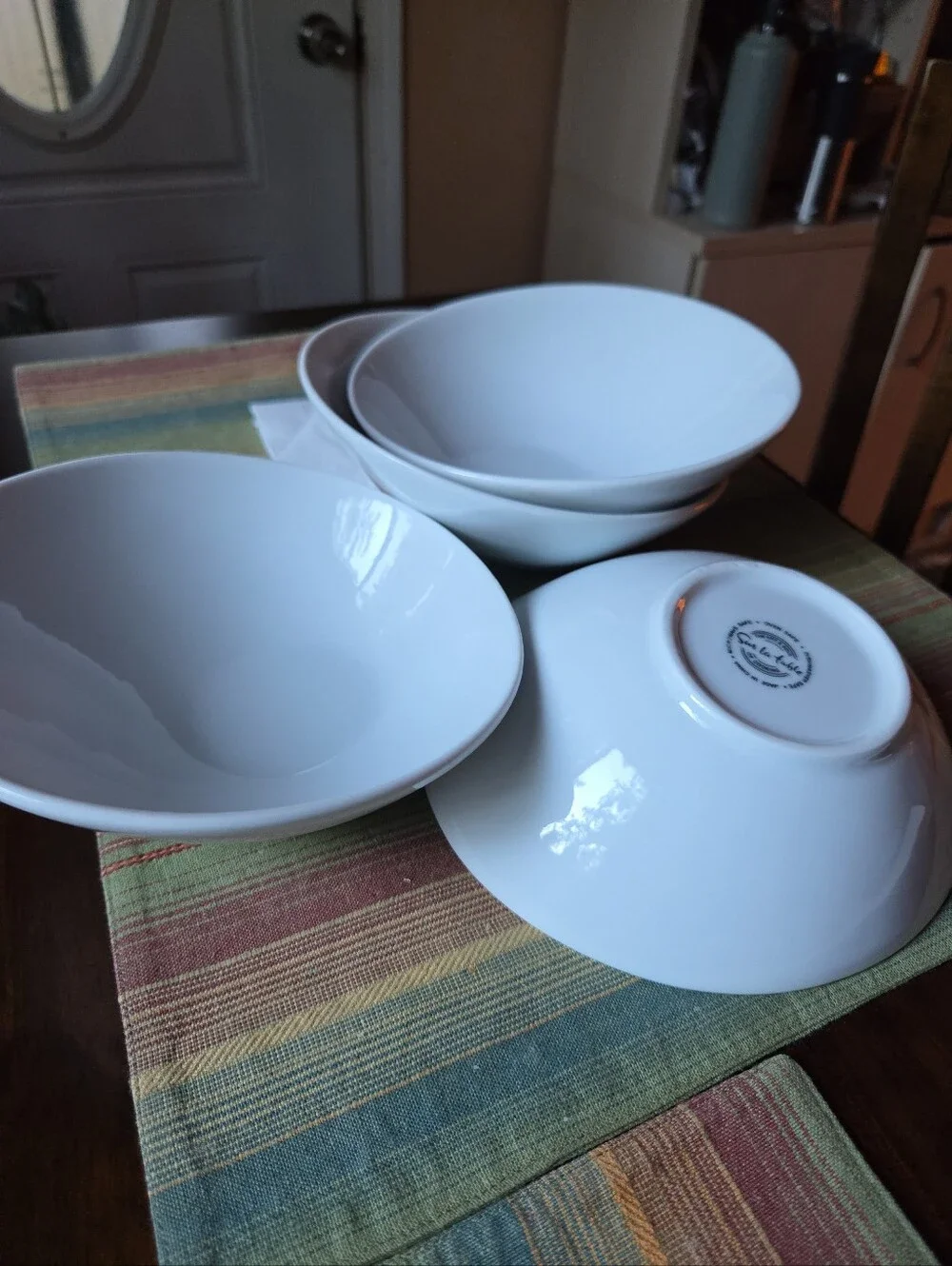 Sur La Table White Slanted Ceramic Serving Bowls -Set of 4 Artful Classic Joyful